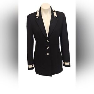 St. John Elegant Black Blazer with White Trim